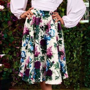 Pinup Girl Clothing Purple Floral Swing Skirt